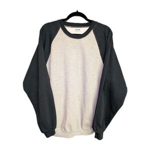 Vintage Jerzees 90s Blank Crewneck Sweatshirt Size Large Gray USA Two Tone